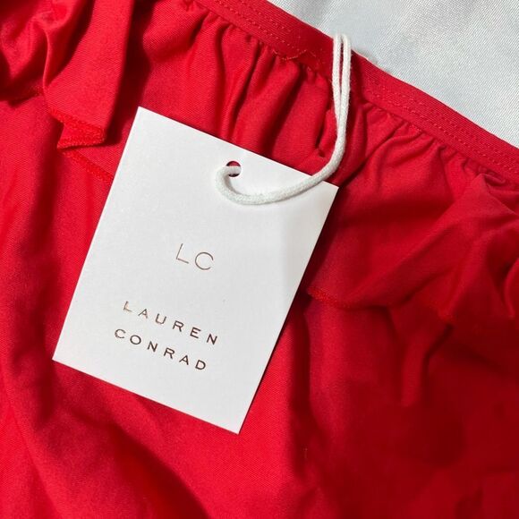 NEW bikini bottom Women's LC Lauren Conrad Ruffle Bikini Bottoms red SZ XL - Picture 6 of 8